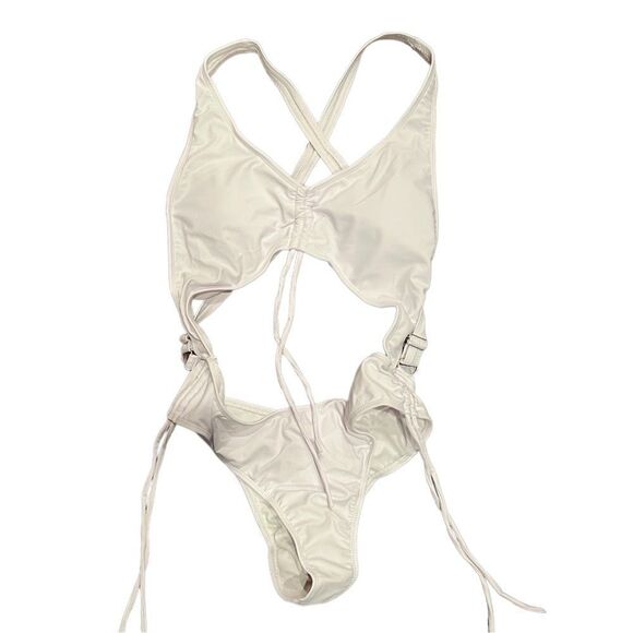 Women 1 Piece Summer Hollow Sexy Bikini with Long Tassel Drawstring Colo… - Picture 7 of 16